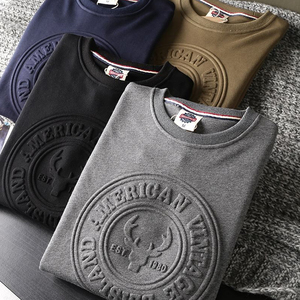 Sweat-shirts en coton de haute qualité en gros, logo personnalisé, col rond, pull pour homme, sweat-shirt à col rond en relief 3D, sweat-shirts d'hiver - Product Image 1