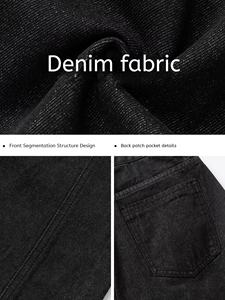 Custom Autumn Retro Straight Long Wide Leg Denim <b>Pants</b> Black Jeans Men With Chain - Product Image 3