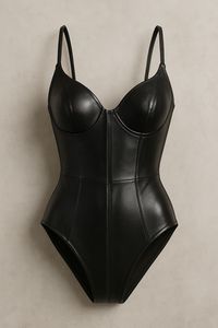 Women's Premium Faux Leather Bodysuit – Slim Fit Underwire One-Piece Teddy Lingerie with Adjustable Straps - Product Image 2