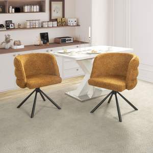 Arancione moderno 270 gradi girevoli a casa ufficio sedie Set 2 camere da pranzo sedie Base in metallo per studio soggiorno sedia - Product Image 3