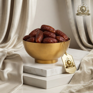 Bol en métal finition cuivre de qualité supérieure avec dattes fraîches – Centre de table moderne pour repas et service festifs - Product Image 3