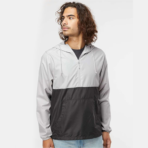 Chaqueta cortavientos de nailon impermeable y de secado rápido con capucha y cuello alto de media cremallera para hombre, ideal para invierno, venta al por mayor. - Product Image 6