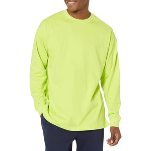 <b>Mens</b> Solid Long Sleeve Oversized Jersey <b>T</b>-<b>Shirt</b> Organic Cotton Breathable Midweight Crew Neck Tee Eco-Friendly Relaxed Fit - Product Image 6
