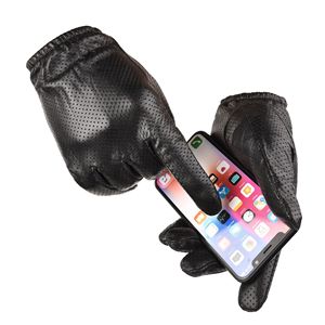 Gants de vélo en cuir, longueur poignet, respirants, sportifs, pour l'extérieur, printemps-été, non doublés, noirs - Product Image 2