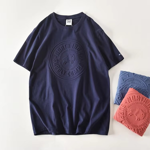 Camiseta Personalizada para Hombre, Corte Holgado, Cuello Redondo, Manga Corta, Logotipo Grabado en Relieve en la Parte Delantera, 100% Poliéster, Tela de Felpa, 220g, Geo Brothers High - Product Image 4