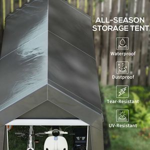 Tenda da Esterno Zincata 7FT X 12FT, Resistente e Impermeabile, Capanno Portatile per Bici, Moto e Attrezzi, Colore Grigio - Product Image 4