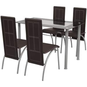 Set da pranzo in cinque pezzi marrone - Product Image 1