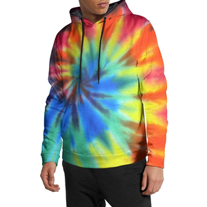 Sweat à capuche tie-dye spirale arc-en-ciel pour homme, coupe oversize, style festival, motif tourbillon psychédélique coloré, en coton épais, coupe carrée - Product Image 1