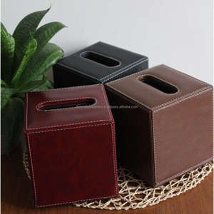 Boîtes à mouchoirs en cuir véritable de luxe, couleur marron et noir, distributeur de mouchoirs fait main, fournitures pour restaurants - Product Image 2