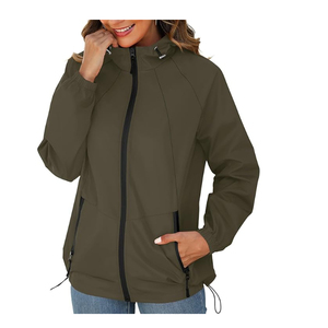 Trendy Windproof Waterproof Casual Hiking Breathable Women <b>Jackets</b> Hooded Coat Custom Full Zip Up Windbreaker <b>Jacket</b> - Product Image 4