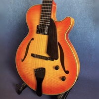Guitare électrique Jazz Archtop faite à la main de 16 pouces, corps creux à 6 cordes, YUNZHI 2A, corps en érable massif flammé, ébène professionnel brillant