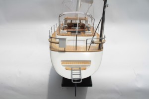 HALLBERG RASSY 62 Handcrafted Wooden Sailing Boat Model Nautical European Style for Freestanding Home Decor Antique - Product Image 6