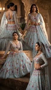 InCotton.M Lehenga Dorado de 4 Metros con Volantes y Capas de Lona de Georgette Sintética, Glamour para Fiestas - Calidad Excepcional - Product Image 6