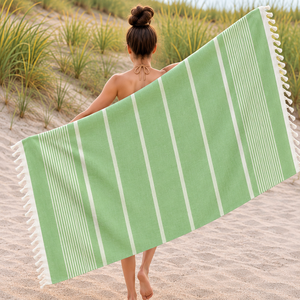 Serviettes de plage Fouta en coton 100% à rayures teintes, haute absorption d'eau, logo personnalisé, OEM, pour la vente en gros - Product Image 3
