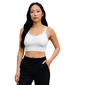 Sujetador deportivo para mujer, color beige, con tirantes, sin espalda, para yoga, transpirable, a prueba de golpes, ligero, para entrenamiento - Product Image 5