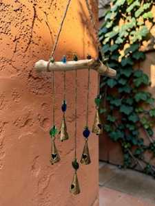 Handmade Animal Theme Wooden Wind Chime with Tin Bells and Glass Beads for Indoor/Outdoor <b>Garden</b> and Patio Hanging Decor - Product Image 1