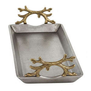 Plateau de service décoratif en aluminium Royal Look, fait main, pour la maison et les hôtels, avec poignée dorée - Product Image 3