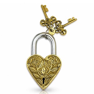 Heart Shaped Design <b>Padlock</b> Top Quality Rose Design Handmade <b>Padlock</b> Traditional Brass Polished With 2 Key Main Door Home Safety - Product Image 2