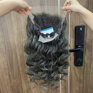 Producto Popular: Peluca de Cabello Humano Vietnamita 100% con Encaje HD, Ondas Naturales, Color Gris Natural, Brillante, Sin Enredos, Sin Caída - Product Image 1