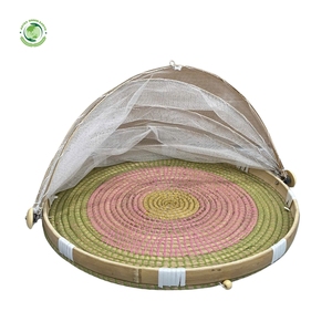 Couvre-plat en paille tressée avec motif vert, articles de cuisine et décoration de table, vente en gros, écologique, fabriqué au Vietnam - Product Image 1