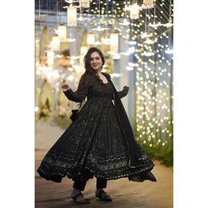 SET TRAJE GEORGETTE BORDADO NEGRO STAR NIGHT ESTRELLA 2017 - Product Image 1