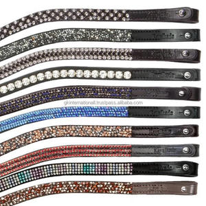 Productos de Carreras de Caballos ecuestres, banda de cuero artesanal para cejas de caballo con cristales de colores, diamantes de imitación, banda para cejas ostentosa - Product Image 2