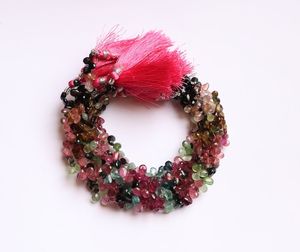 AAA Natural Multi Tourmaline Faceted Pear Shape Briolette 6x4-5x7 MM Pear Tourmaline Gemstone <b>Beads</b> 8 Inch Strand For Jewelry - Product Image 1