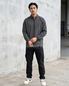 Superior Quality Men's 100% Cotton Half <b>Zip</b> Sweatshirt Durable Sustainable Pullover with Stand Collar and Embroidery for Winter - Product Image 5