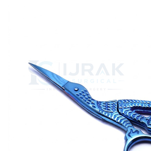 Ciseaux de manucure professionnels en acier inoxydable bleu à lame droite, pointe affûtée, trou rond, outils de soin des ongles pour adultes, coupe-cuticules - Product Image 3