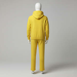 Conjunto de Ropa de Casa Personalizada para Hombre de Mohair: Sudadera Suave y Afelpada con Capucha y Pantalones de Chándal Tejidos Acampanados - Product Image 3