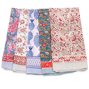 Pañuelos de Algodón con Estampado de Bloques Estilo Vintage 100x100cm, Diseño Floral y de Peces, Unisex, Decorativos, para Uso Casual, Coloridos - Product Image 6