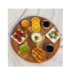 Plateau tournant en bois 100% naturel pour servir fromages et biscuits, support à épices, organisateur rotatif en bois, Lazy Susan - Product Image 3