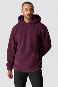 <b>Men's</b> <b>Burgundy</b> Hooded Fleece Pullover Sweatshirt 100% Cotton Anti-Wrinkle Oversized Solid Color Casual Winter Wear - Product Image 5