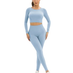 Tecnología elástica para practicar durante mucho tiempo. Conjunto de yoga de alta calidad hecho a medida para mujeres. Ropa deportiva con logotipo personalizado OEM. - Product Image 5