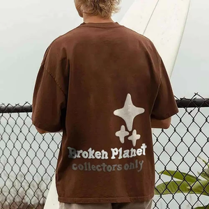 เสื้อยืดผู้ชาย OEM ผ้าฝ้าย 100% สวมใส่สบาย ทรงโอเวอร์ไซส์ ระบายอากาศได้ดี เป็นมิตรกับสิ่งแวดล้อม ป้องกันรอยยับ แห้งเร็ว สำหรับฤดูร้อน เนื้อผ้าโฟม น้ำหนักเบา สีพื้น - Product Image 5