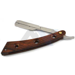 Navajas de Afeitar Premium para Barbería, Mango de Madera Sólida, Diseño de 3 Orificios, Acero Inoxidable, Uso Profesional, Proveedor de Marca OEM/ODM - Product Image 3