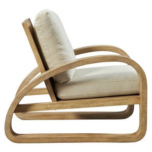 Fauteuil en teck massif de haute qualité avec bois naturel et coussin pour usage intérieur - Product Image 3