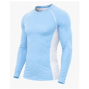 Chemise de fitness pour homme, bleu clair, manches longues, anti-UV, séchage rapide, respirante, en spandex et polyester - Product Image 5