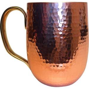 Wholesale Hammered Copper Moscow Mule <b>Mug</b> 16oz Stainless Steel Lined Metal Cup Food Grade Cocktail Beer Steein with Brass Handle - Product Image 2