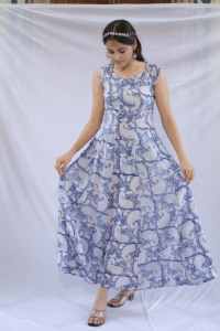 Robe courte indienne imprimée à la main pour femmes, robe d'été décontractée en coton, style bohème, magnifique robe maxi - Product Image 4