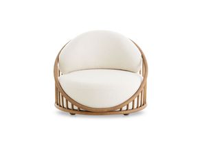 <b>Teak</b> Wood Lounge <b>Chair</b> with Fabric Cushion Minimalist Indoor Furniture - Product Image 4