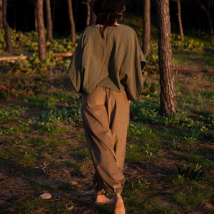 Boho Festival Cotton Corduroy Pants Wide Leg <b>Harem</b> Style Comfortable Relaxed Fit <b>Trousers</b> for Women Yoga Wear - Product Image 1