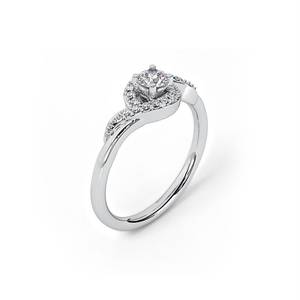 925 Sterling Silver Lab Grown <b>Diamond</b> Halo Classic Engagement <b>Ring</b> Brilliant Cut Rhodium Plated Wedding Anniversary Jewelry - Product Image 2