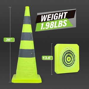 CITICITY 36" Lime Green Collapsible Pop-up Traffic Cones with Reflective Collar for Road Safety & Driving Practice - Product Image 5