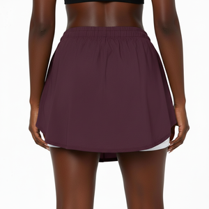 Women's Gym Fitness 2 in 1 Skort Flowy <b>Cover</b> Up Layer Inner Compression Shorts Pocket Drawstring OEM Wholesale Pakistan - Product Image 3
