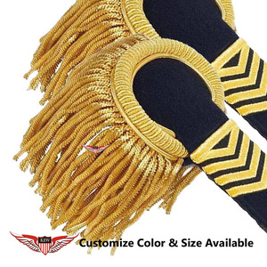 Epaulettes Negros Vintage Personalizados con Bordado y Orificio para Botón, Estilo Napoleón Francés, Ecológicos - Product Image 3