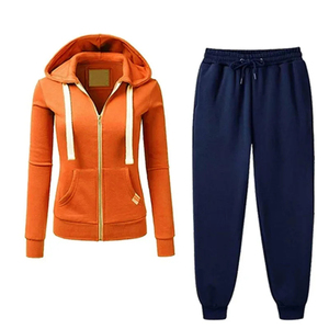 Women Solid Color Hooded Tracksuit Set Full Zipper Casual <b>Joggers</b> With Side Pockets Autumn Wear <b>Polyester</b> Material - Product Image 3