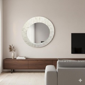 High Quality Modern Round <b>Framed</b> Bone Inlay Handmade Wall <b>Mirror</b> for Home Wall Decoration - Product Image 1