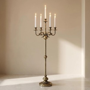 Candelabro alto de latón con cinco brazos, portavelas, decoración para el hogar, estilo lámpara de pie duradera al mejor precio - Product Image 6