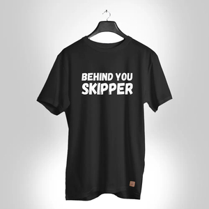 <b>Men's</b> <b>Black</b> Short Sleeve T-<b>Shirt</b> You Skipper <b>Silk</b> Screen Printed O-Neck Casual Regular Fit 100% Cotton Jersey Knit Breathable - Product Image 4